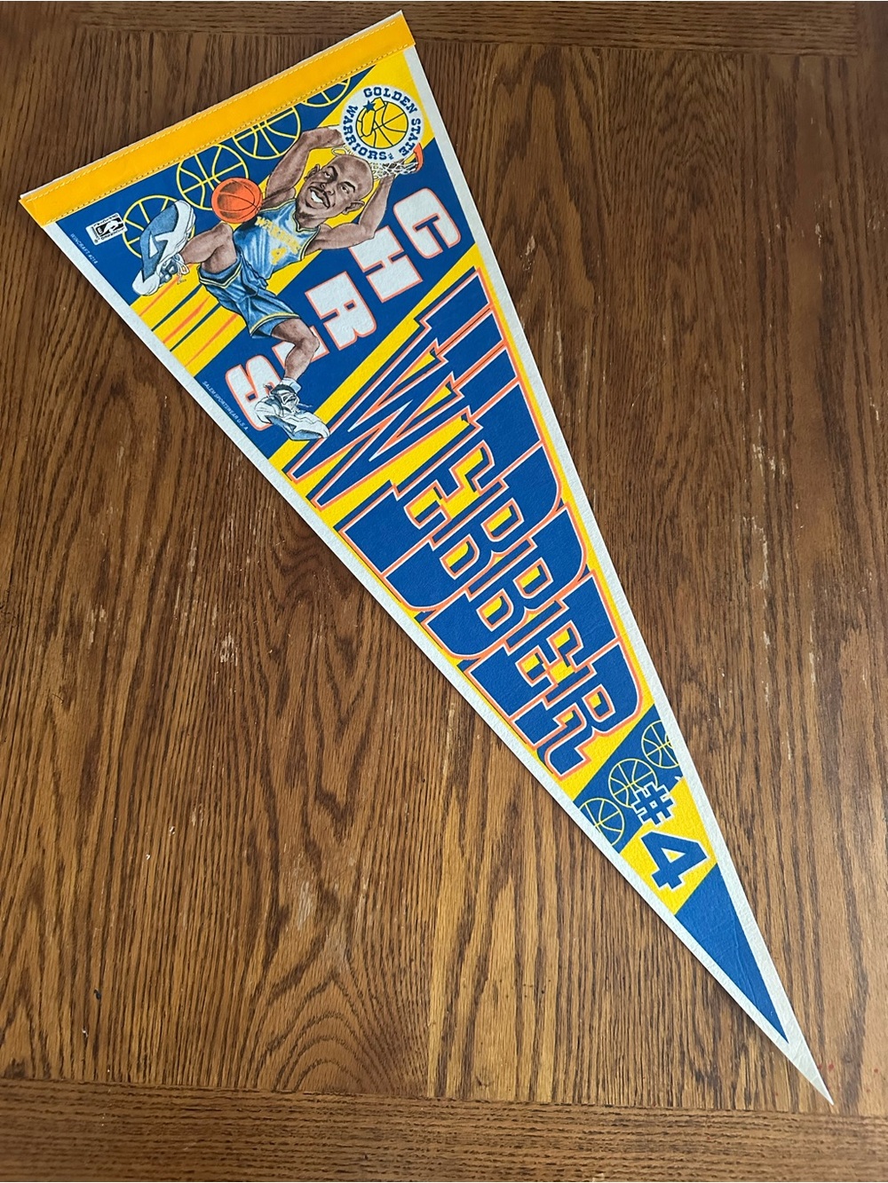 Vintage Chris Webber Golden State Warriors rookie felt pennant